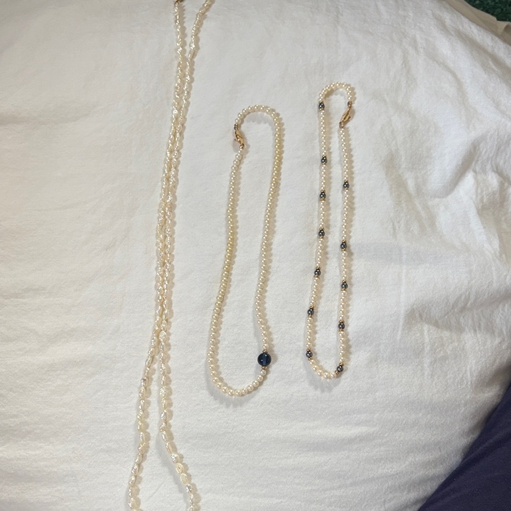Classic Pearl and Bead Necklace Trio